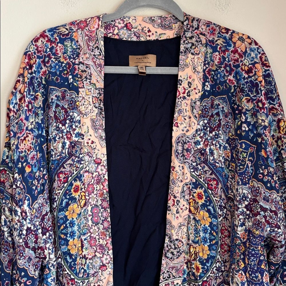 Anthropologie KACHEL Floral Kimono VIBRANT BOHEMIAN WOMENS jacket top One size - Picture 6 of 13